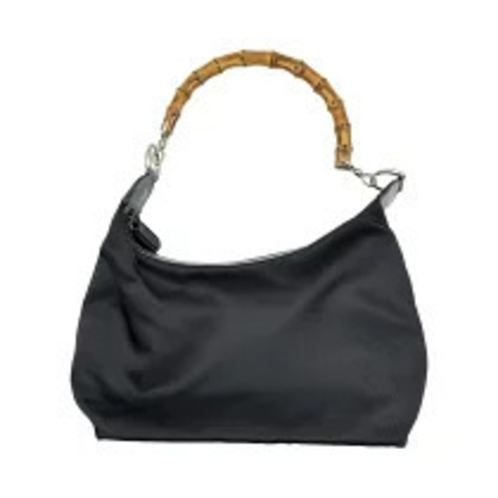 Gucci Bamboo Hobo Shoulder Bag Leather Black